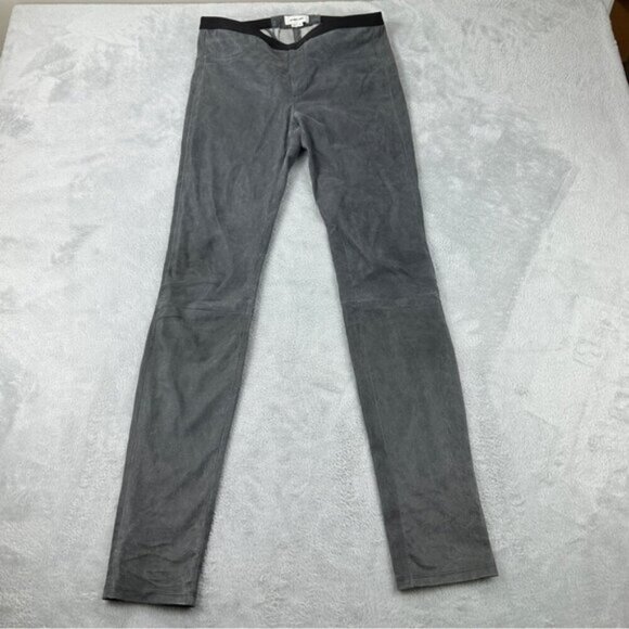 Helmut Lang Light Grey Lambskin Leather Pants Wo Mens Size 8 US - Picture 1 of 6